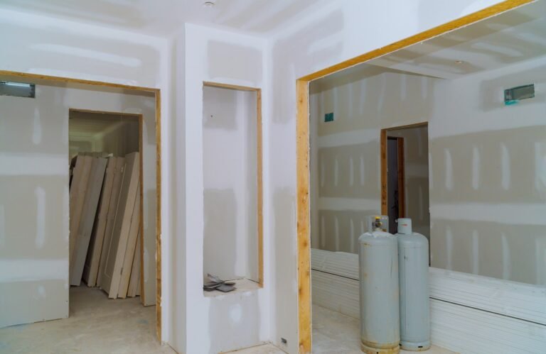 Construction building industry new home construction interior drywall tape and finish details