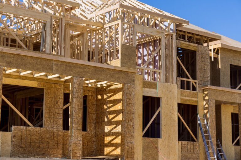 New home construction framing of a house